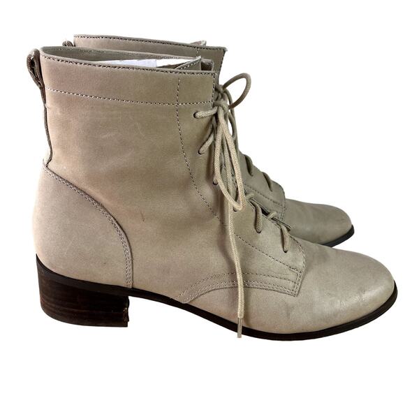 Seychelles Booties Women's 10 Cream Leather Upper Lace Up Ankle Vintage Victoria - Picture 1 of 16